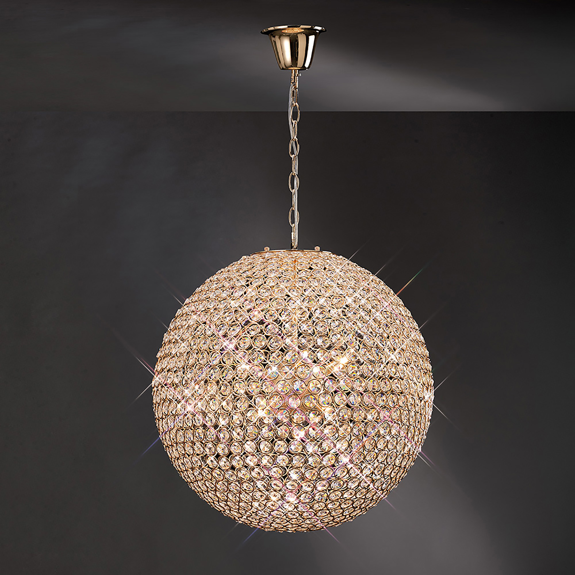 IL30754  Ava Crystal Pendant 9 Light French Gold